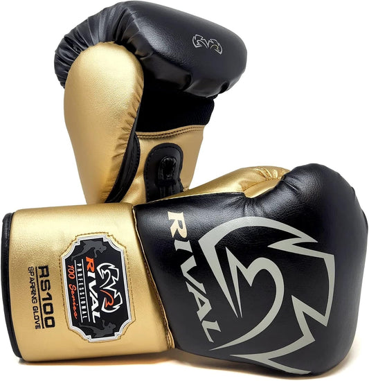 Rival RS100 Professional Sparring Gloves (BLACK/GOLD)