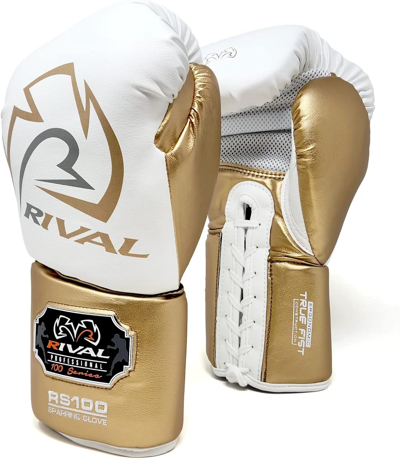 Rival RS100 Professional Sparring Gloves (White/Gold)