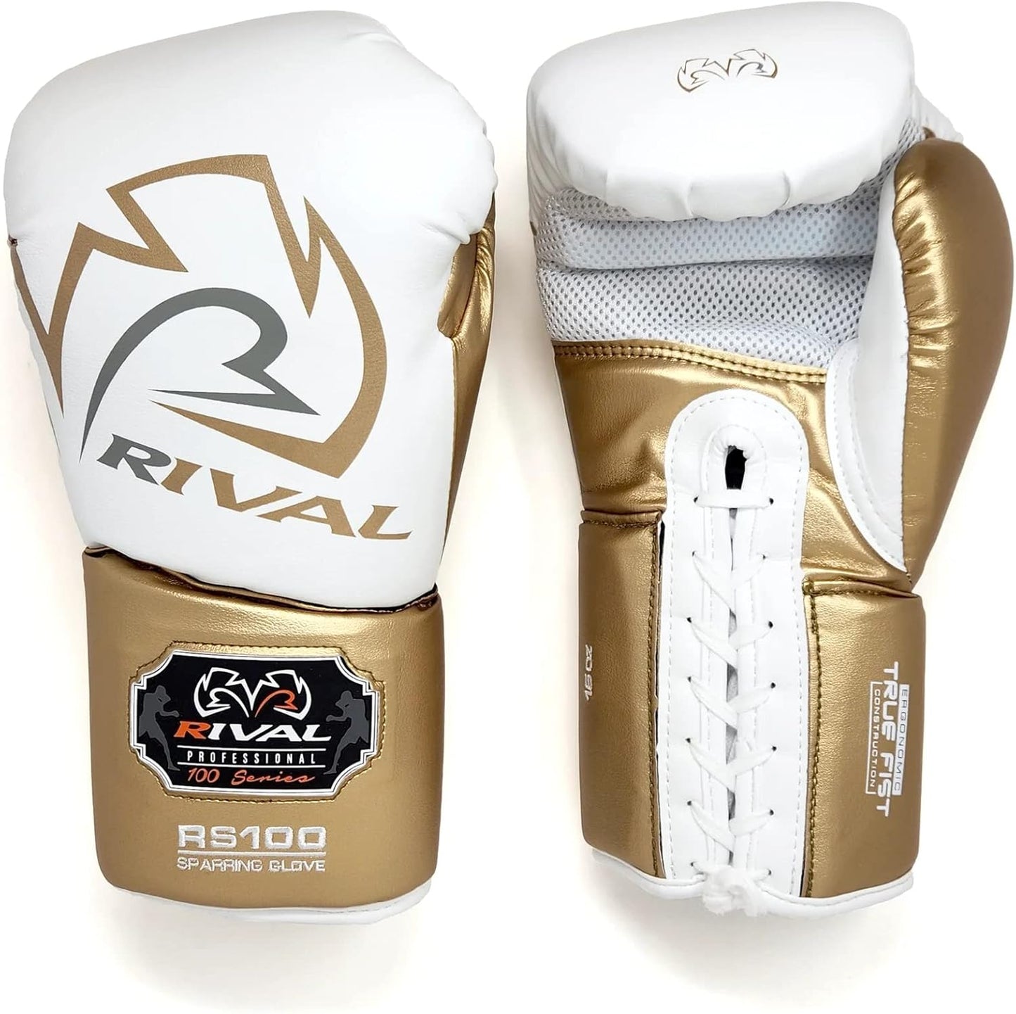 Rival RS100 Professional Sparring Gloves (White/Gold)