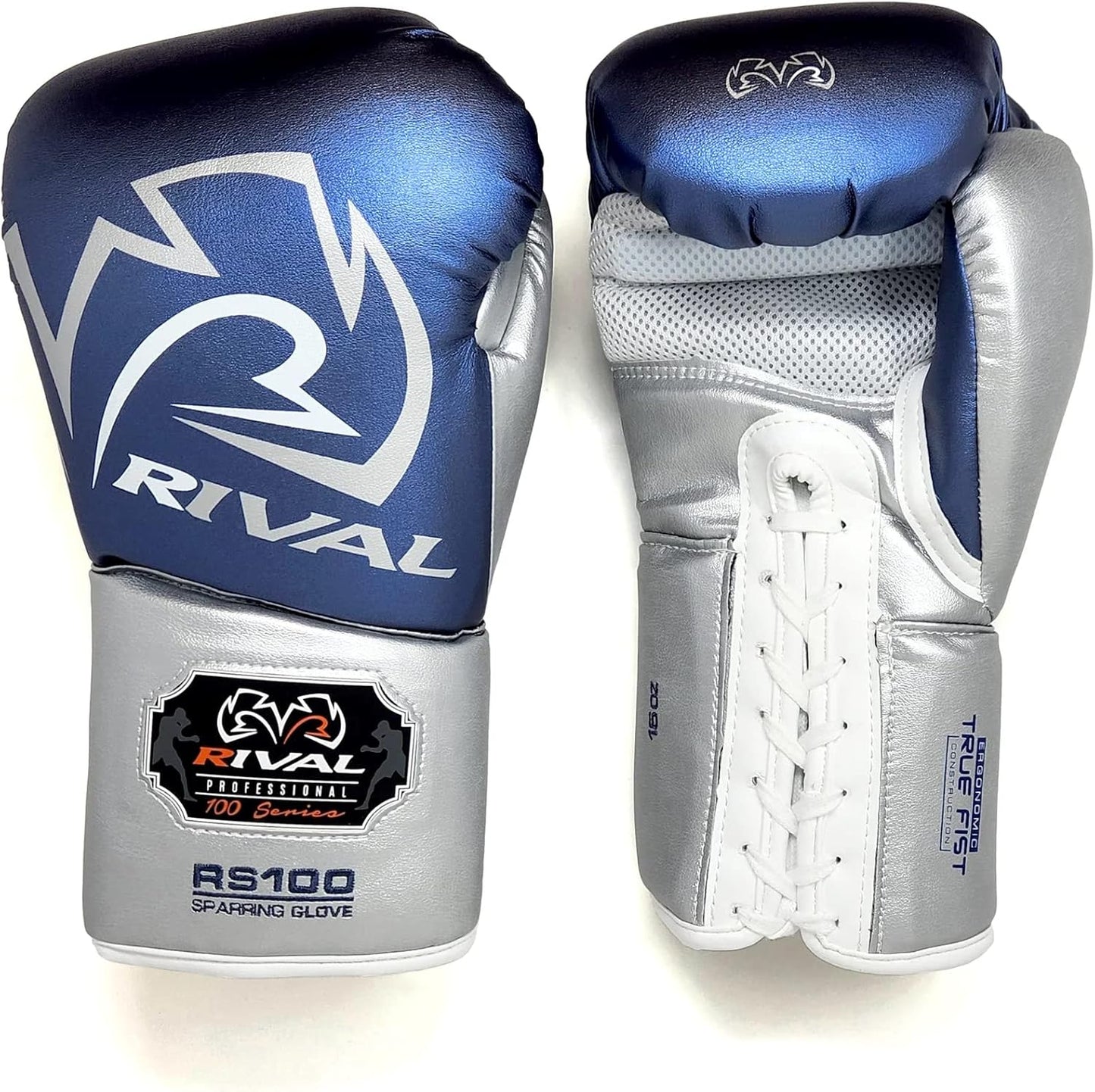 Rival RS100 Professional Sparring Gloves (Blue/Silver)
