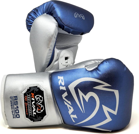 Rival RS100 Professional Sparring Gloves (Blue/Silver)