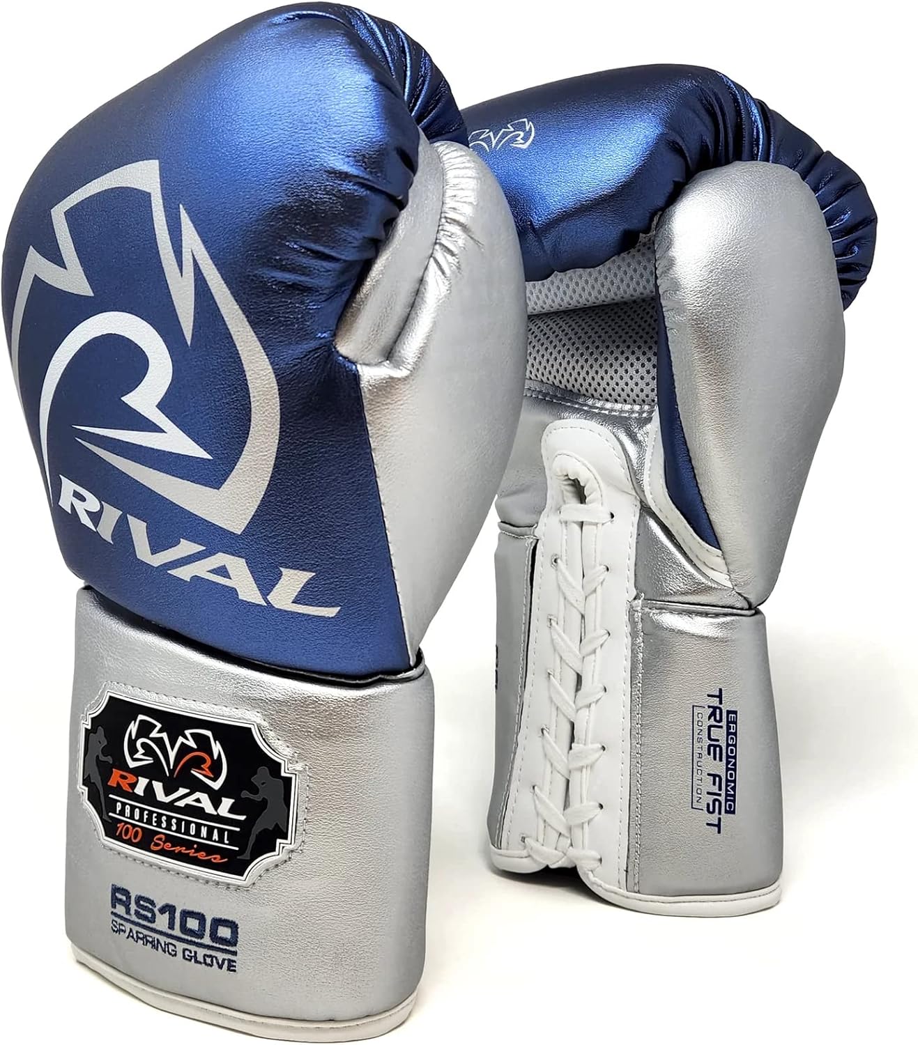 Rival RS100 Professional Sparring Gloves (Blue/Silver)